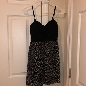 Black Corset Dress with patterned Skirt